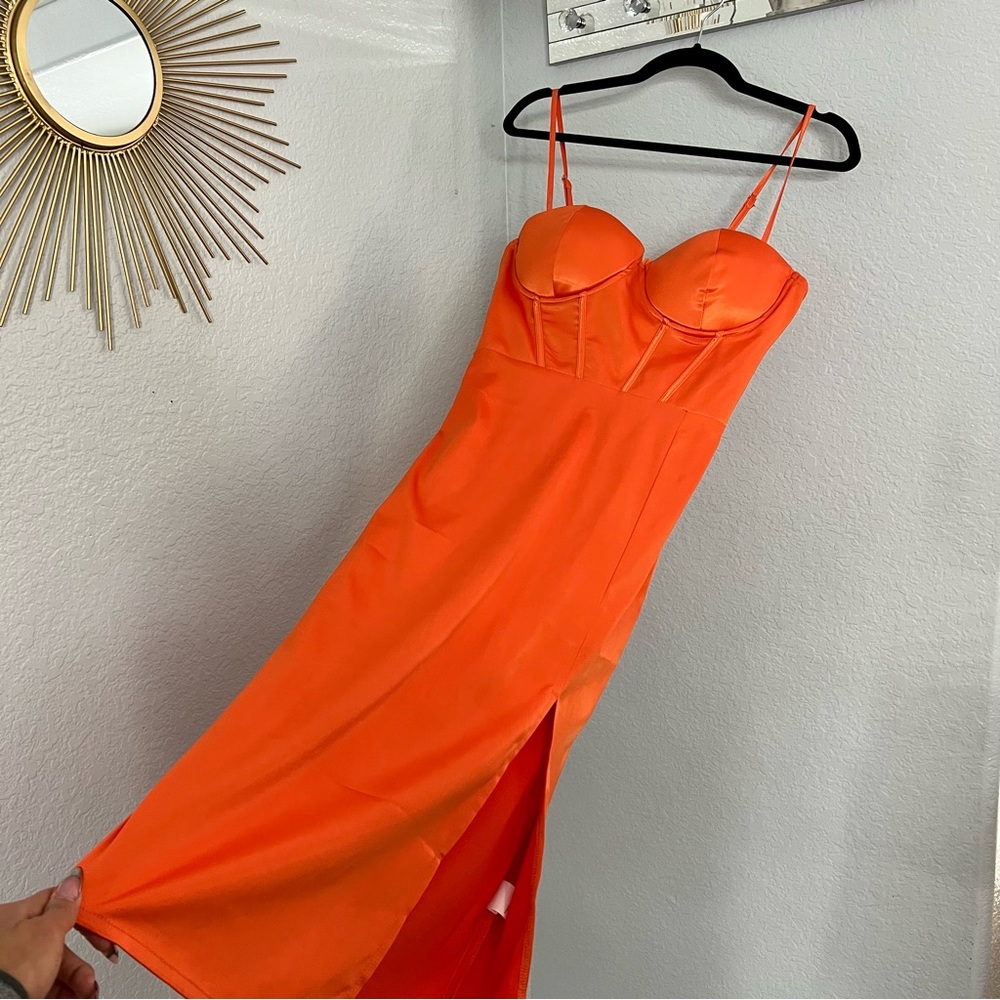 Shein Orange body con Cocktail Dress with built in bra - Picture 6 of 13